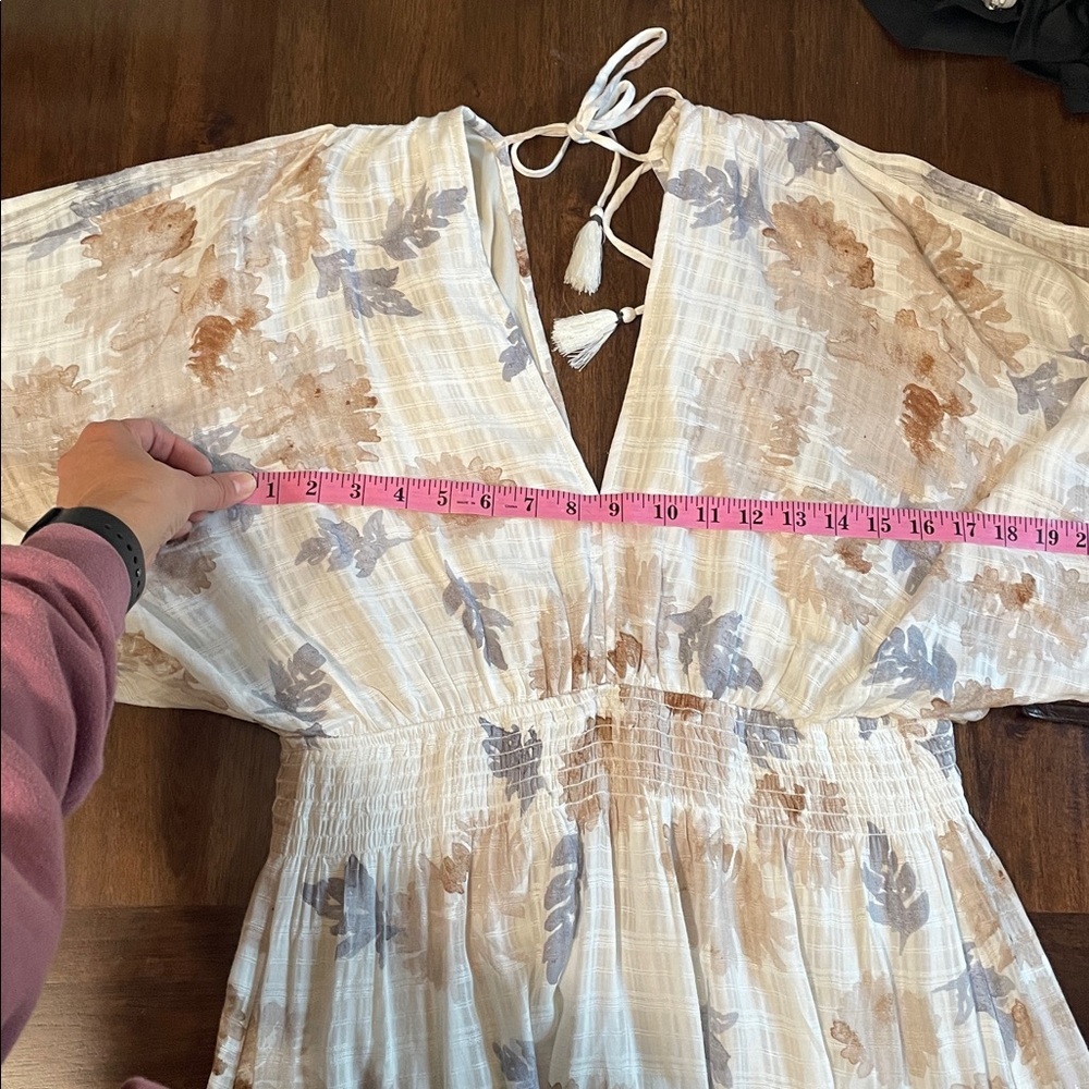 LoveStitch Floral V-Neck Ruffle Mini Dress in Cream - Picture 11 of 11